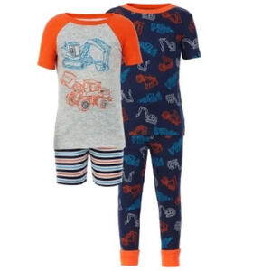 Pajamas 4-piece Cotton PJ Set, Construction Size 10 7